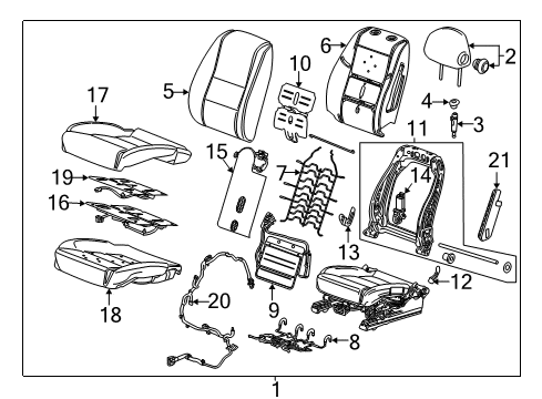 2015 Chevy Impala Cover Assembly, Front Seat Back *Titanium T Diagram for 23430436