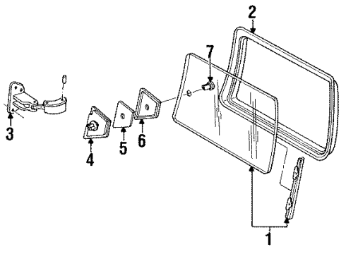 1996 Oldsmobile Silhouette Side Loading Door - Glass & Hardware Diagram