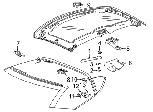 2024 Chevy Corvette Removable Top Latch & Hardware Diagram