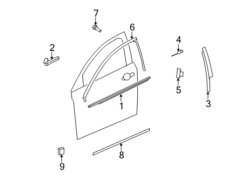 2007 Saturn Aura Exterior Trim - Front Door Diagram