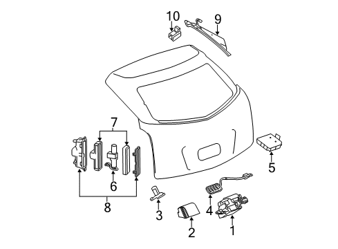 2011 Cadillac SRX Lift Gate - Lock & Hardware Diagram