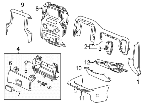 2021 GMC Sierra 2500 HD PANEL ASM-I/P LWR TR *BLACK Diagram for 85110488