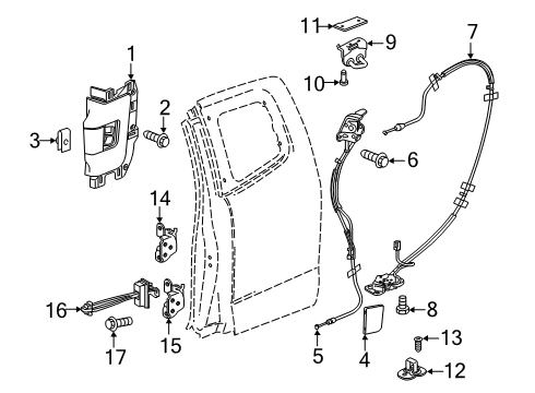 2019 Chevy Colorado Rear Side Door Latch Assembly Upper (LH) Diagram for 23463931