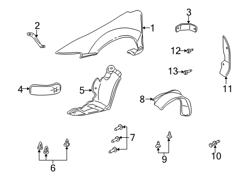 1999 Pontiac Grand Am Fender & Components Diagram