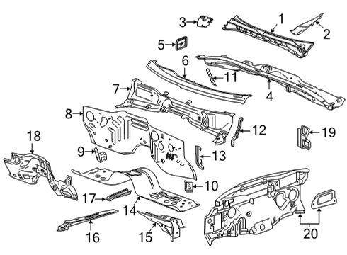 2021 Cadillac Escalade Cowl Diagram