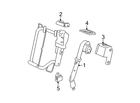 2009 Cadillac Escalade ESV Rear Seat Belts Diagram 1 - Thumbnail