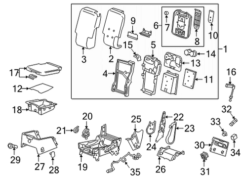 2022 Chevy Silverado 2500 HD Cover, F/Seat Bk Rr Ctr *Gideon Diagram for 84458136