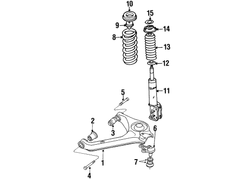 1998 Chevy Tracker Front Suspension Strut Diagram for 96058604