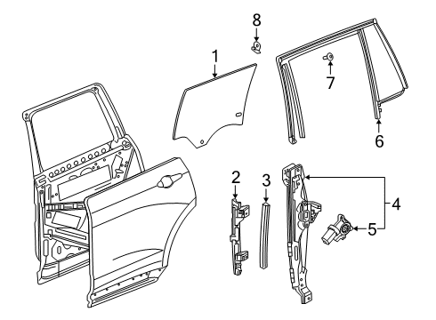 2023 Cadillac XT6 Retainer, Rear S/D Wdo Chan Rr Diagram for 84678231