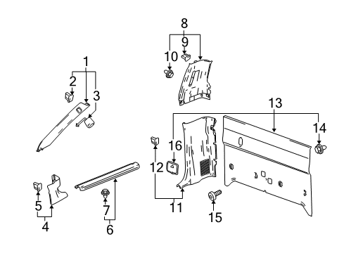 2004 Chevy Colorado Panel Assembly, Rear End Trim Finish *Medium Duty Dark Pewter Diagram for 15775954