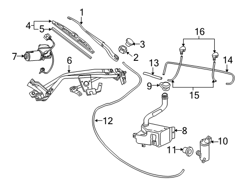 2005 Pontiac GTO Wiper & Washer Components Diagram