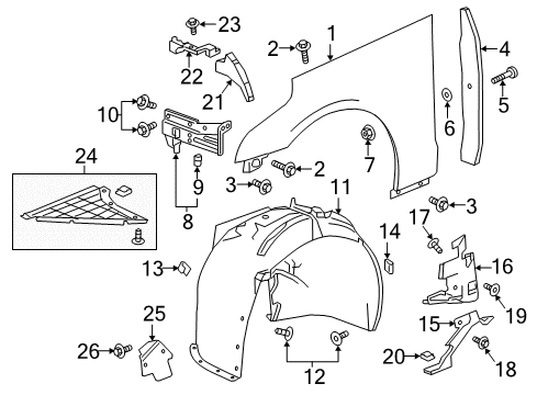 2019 Cadillac CT6 Fender & Components Diagram