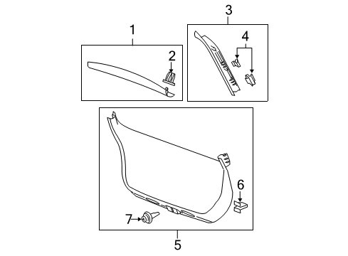 2007 Chevy Malibu Panel Assembly, Lift Gate Trim Finish *Titanium Diagram for 15211859