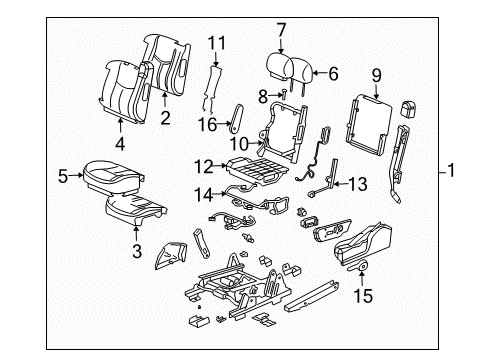 2007 Chevy Silverado 1500 Classic Cover,Driver Seat Back Cushion *Pewter Diagram for 19127407