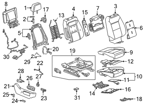 2022 GMC Yukon Cover Assembly, F/Seat Cush *Clove Diagram for 84877778