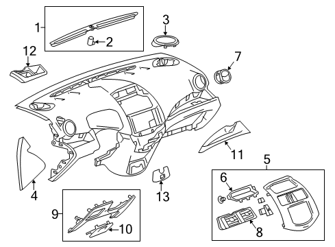 2014 Chevy Spark EV Cover,Instrument Panel Trim Pad Radio Speaker Opening Diagram for 95299543