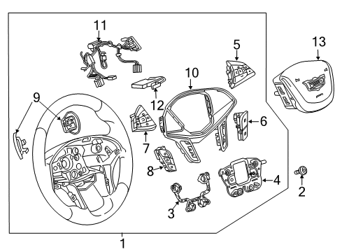 2017 Cadillac XT5 Steering Wheel Assembly *Dark Titanium Diagram for 84214049