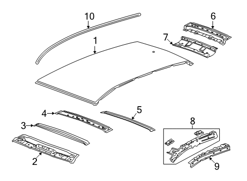 2009 Saturn Vue Roof & Components, Exterior Trim, Body Diagram 1 - Thumbnail