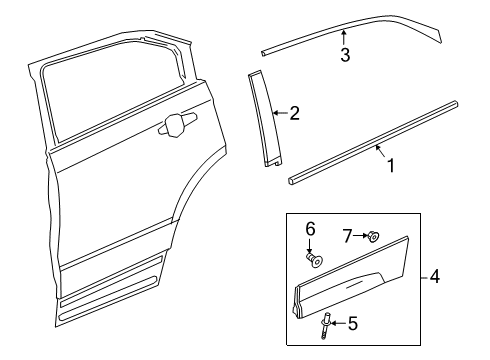 2023 Cadillac XT4 Exterior Trim - Rear Door Diagram