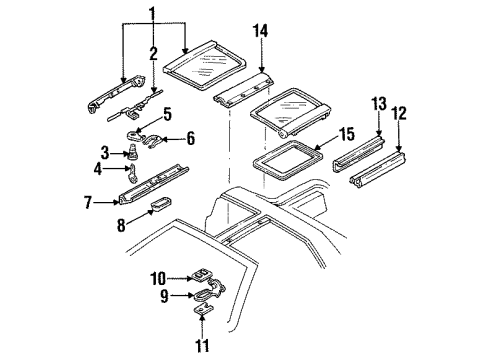 1997 Pontiac Firebird Roof - Glass & Hardware Diagram