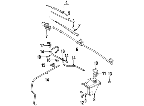 1999 Chevy Prizm Connector,Windshield Washer Nozzle Hose *Black Diagram for 12367311