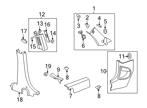 2010 Chevy HHR Interior Trim - Pillars, Rocker & Floor Diagram 1 - Thumbnail