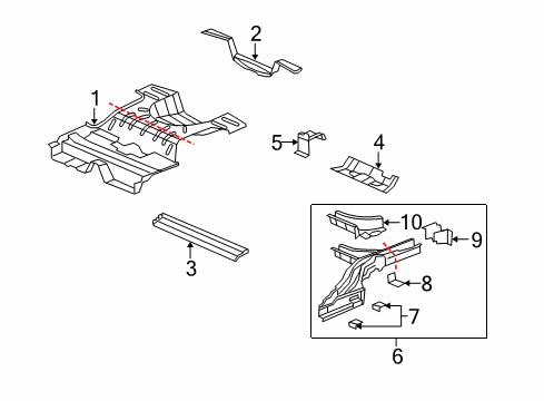 2009 Saturn Aura Rear Body - Floor & Rails Diagram 2 - Thumbnail