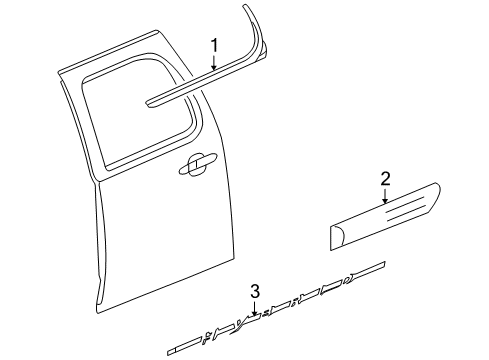 2011 GMC Sierra 1500 Exterior Trim - Rear Door Diagram 1 - Thumbnail