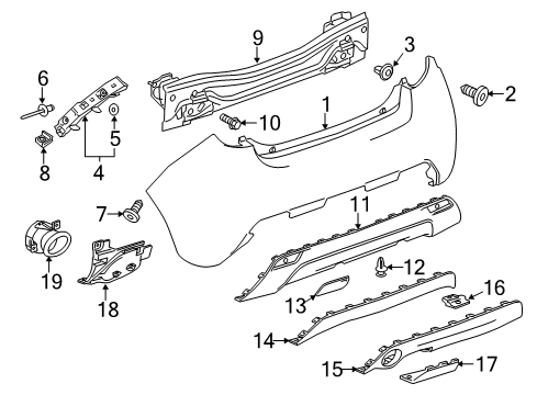 2015 Chevy Spark Reflector Assembly, Rear Bumper Fascia Diagram for 96844217