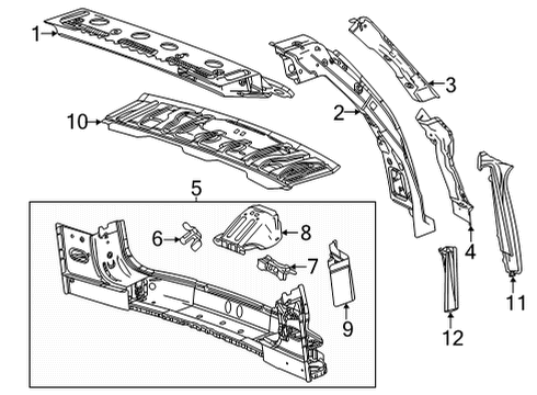 2021 Chevy Suburban Gutter, Body Si Otr Rr Pnl Drn Diagram for 84641758