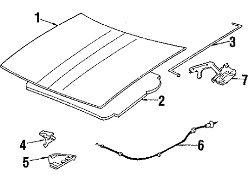 1985 Chevy Cavalier Latch,Hood Secondary Diagram for 14067073