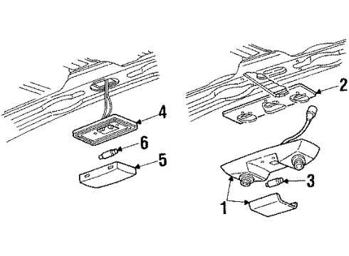 1990 GMC G2500 Interior Trim - Roof Diagram