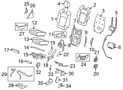 2011 GMC Acadia Cover, Rear Seat Frame Front Finish (40% Front, Rear)*Light Ttnum Diagram for 25900152