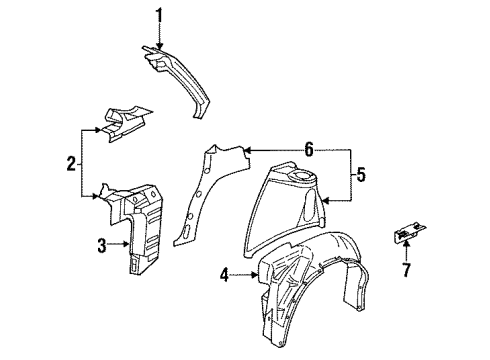 1995 Saturn SL1 Inner Components - Quarter Panel Diagram