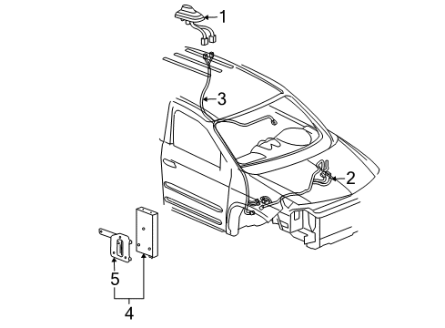 2003 Buick Rendezvous Cable Assembly, Radio & Mobile Telephone & Vehicle Locating Antenna Diagram for 10349370