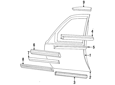 1988 Cadillac Seville Pkg Assembly, Outside Mirror Glass & Case Source: P Diagram for 20622523