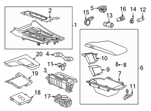 2020 Cadillac CT5 Holder Assembly, F/Flr Cnsl Cup *Black Diagram for 84675504