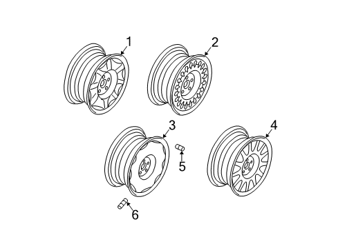 1997 Buick Park Avenue Wheel Rim, 16X6.5 (J X 51 Aluminum) *Silver Spark Diagram for 9592339