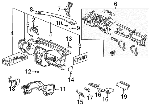 2006 Chevy Trailblazer Outlet Assembly, Instrument Panel Outer Air *Ebony Diagram for 10372988