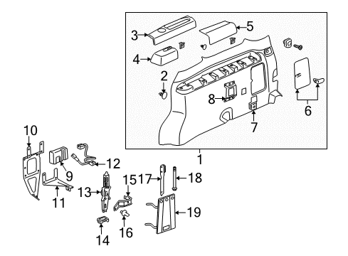 2006 Saturn Relay Retainer,Instrument Panel Upper Trim Panel Diagram for 21060970