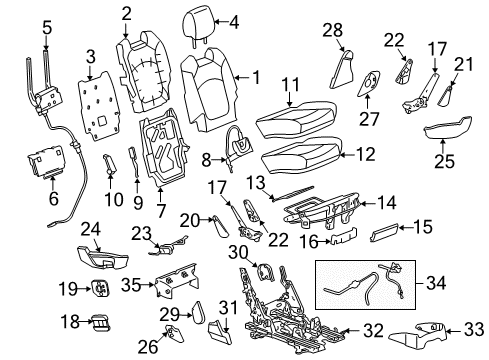 2008 GMC Acadia Cover,Rear Seat Back Cushion RH *Medium Duty Titanium Diagram for 25904739