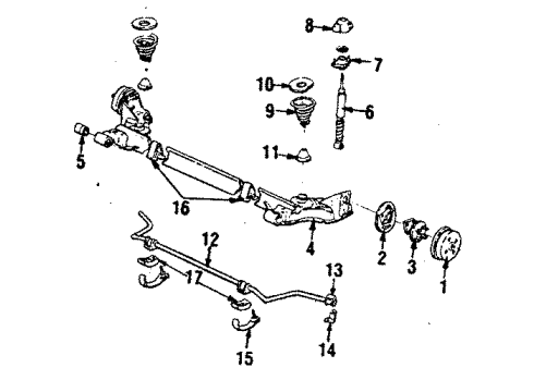 1986 Oldsmobile Calais Rear Axle, Stabilizer Bar, Suspension Components Diagram 2 - Thumbnail