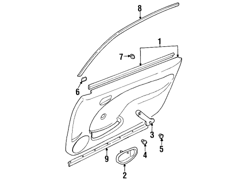 1998 Chevy Metro Molding,Front Side Door Window Frame Opening Diagram for 30013899