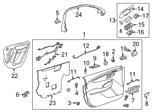 2016 Chevy Impala Motor Assembly, Front Side Door Window Regulator (Rh) Diagram for 22915254