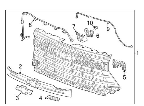 2024 Chevy Silverado 2500 HD Grille & Components Diagram 1 - Thumbnail