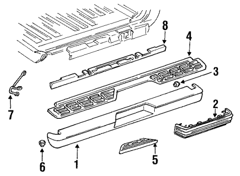 1992 Chevy Blazer Brace,Rear Bumper Imp Bar Diagram for 15644915