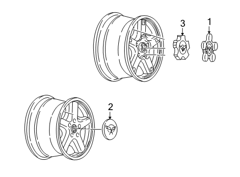 2003 Chevy Corvette Wheel Trim CAP Diagram for 9593802