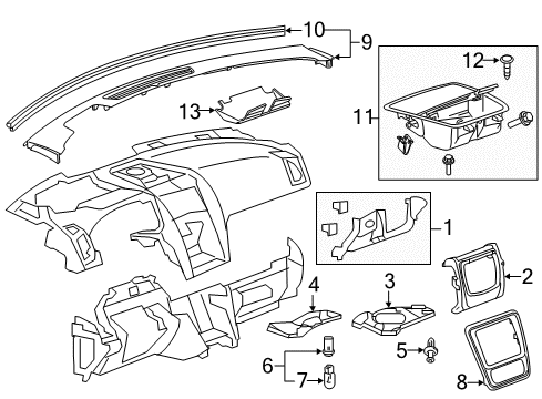 2013 GMC Acadia Cluster & Switches, Instrument Panel Diagram 3 - Thumbnail