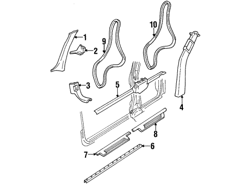 1999 Buick LeSabre Weatherstrip Assembly, Front & Rear Side Door *Gray Diagram for 25659298