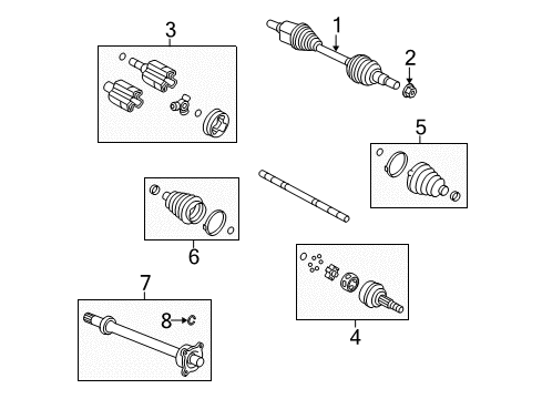 2008 Saturn Outlook Axle Shaft & Joints - Front Diagram